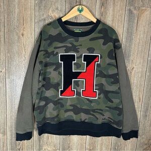 Harvard University Stall and Dean Camo Crewneck Sweatshirt Size XXL Chenille